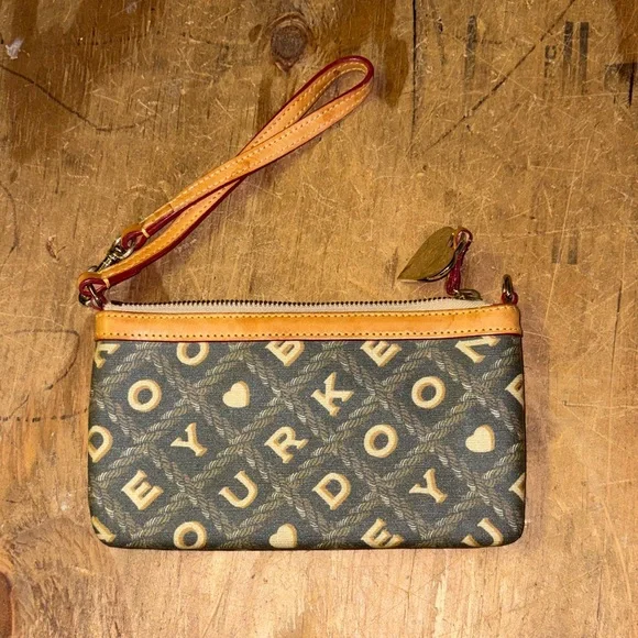 Dooney & Bourke Brown and Tan Wristlet - Picture 1 of 8